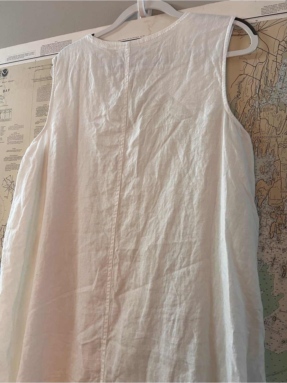 Pure Jill Elements White Linen Embroidered Sleeveless Dress XL Boho Cottagecore - Picture 9 of 12